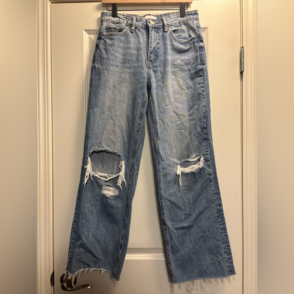 Vervet wide leg Distressed Blue Jeans size 28